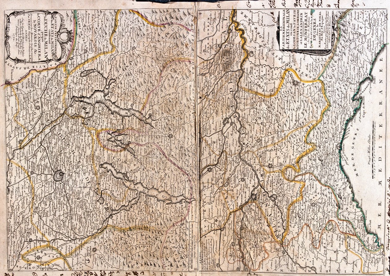a) Italien (Region: östra Piemonte, södra Lombardiet, västra Emili-Romagna, orientaliska centrum Ligurien) b) Schweiz (Kanton: Ticino), Italien (Region: östra Piemonte, Lombardiet) av Jean Baptiste Nolin