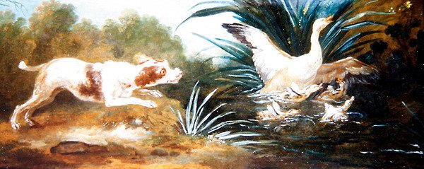 Ett landskap med en hund som jagar ankor (olja på duk) av Jean Baptiste Oudry