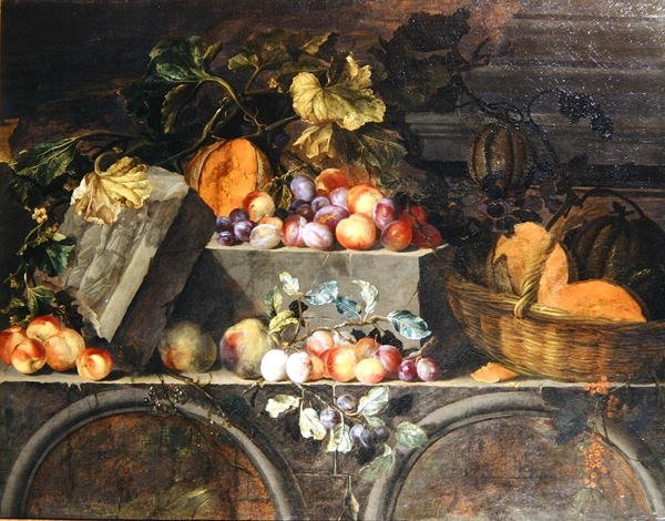 Stilleben av frukt (olja på duk) av Jean Baptiste Oudry