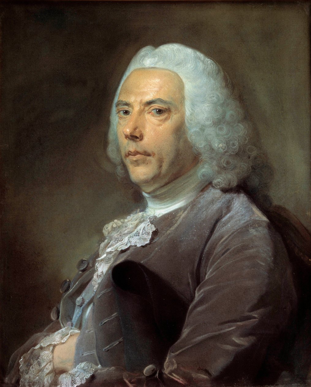 Porträtt av Pierre Bouguer (1698-1758) Ledamot av Vetenskapsakademien, geometri och astronom Målning av Jean-Baptiste Perroneau (Jean Baptiste Perronneau) (1715-1783) 1753, 68 x 57 cm - - Porträtt av Pierre Bouguer (1698 1758) ledamot av Akademien o av Jean Baptiste Perronneau