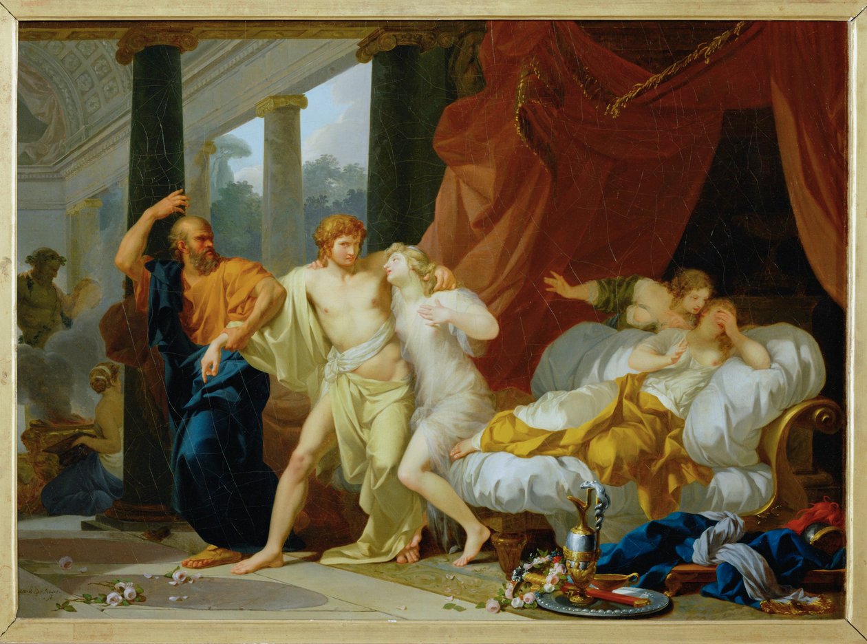 Socrate arrachant Alcibiade du sein de la Volupte - Sokrates släpar Alkibiades från armarna av voluptös njutning ... av Jean Baptiste Regnault
