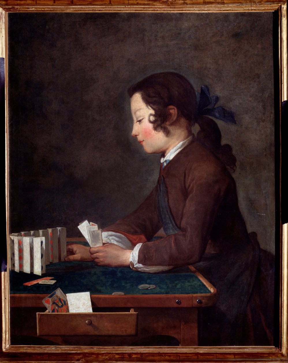 En ung pojke som spelar kort Målning av Jean Baptiste av Jean Baptiste Simeon Chardin