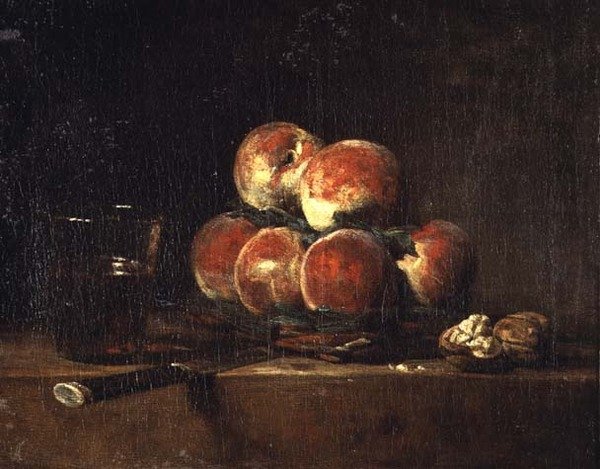Korg med persikor av Jean Baptiste Simeon Chardin