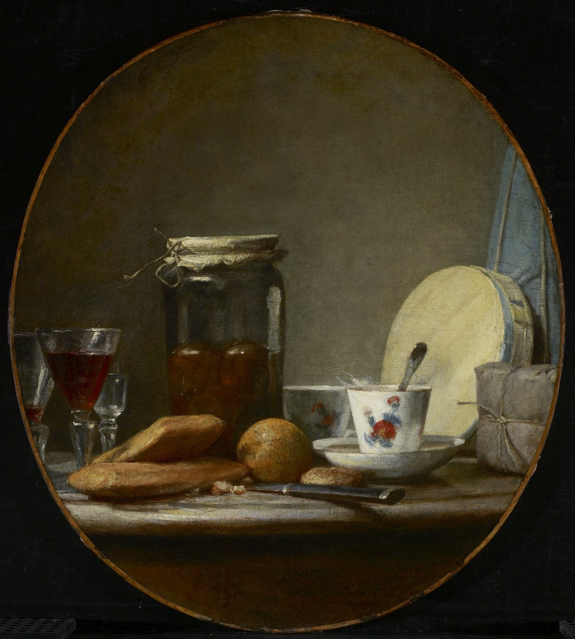Burk med aprikoser av Jean Baptiste Simeon Chardin