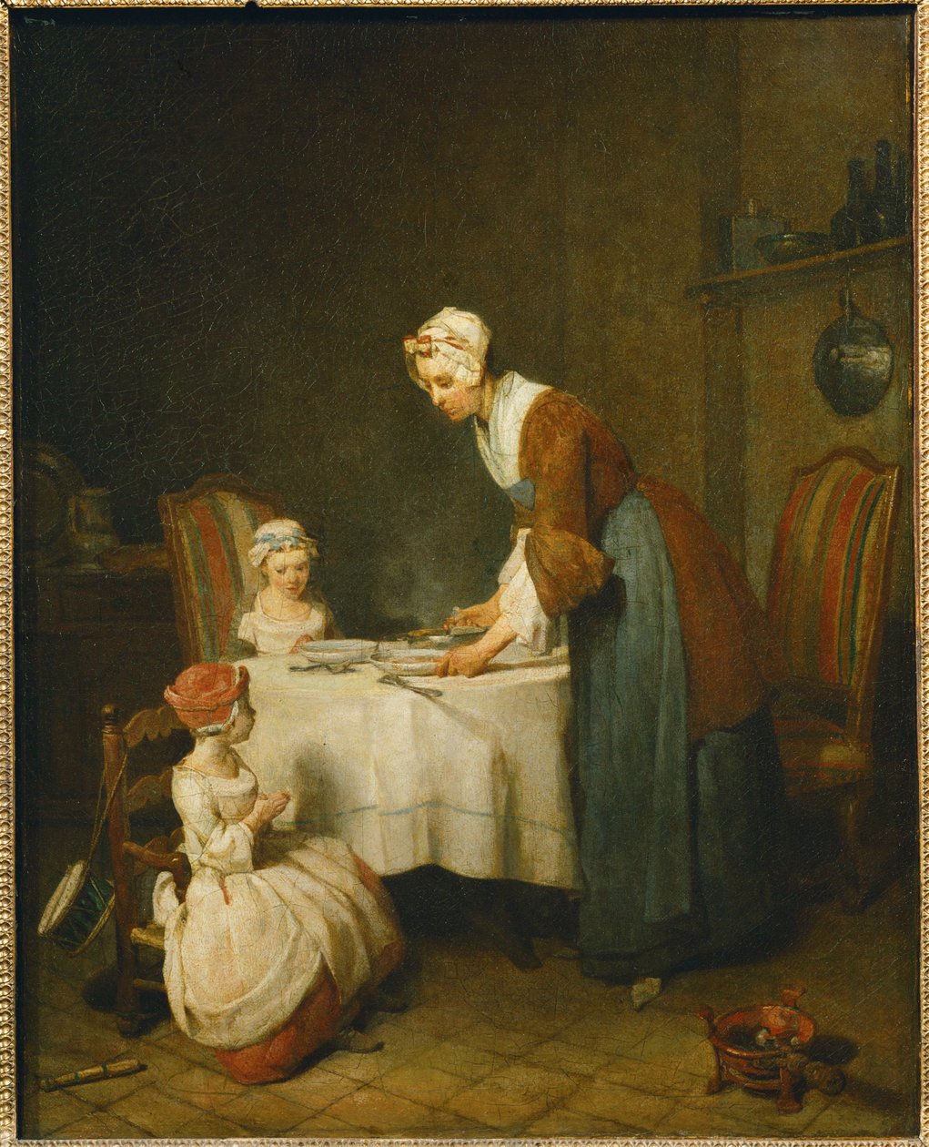 La Benedicite. En mamma väntar på att hennes lilla dotter ska säga ... av Jean Baptiste Simeon Chardin