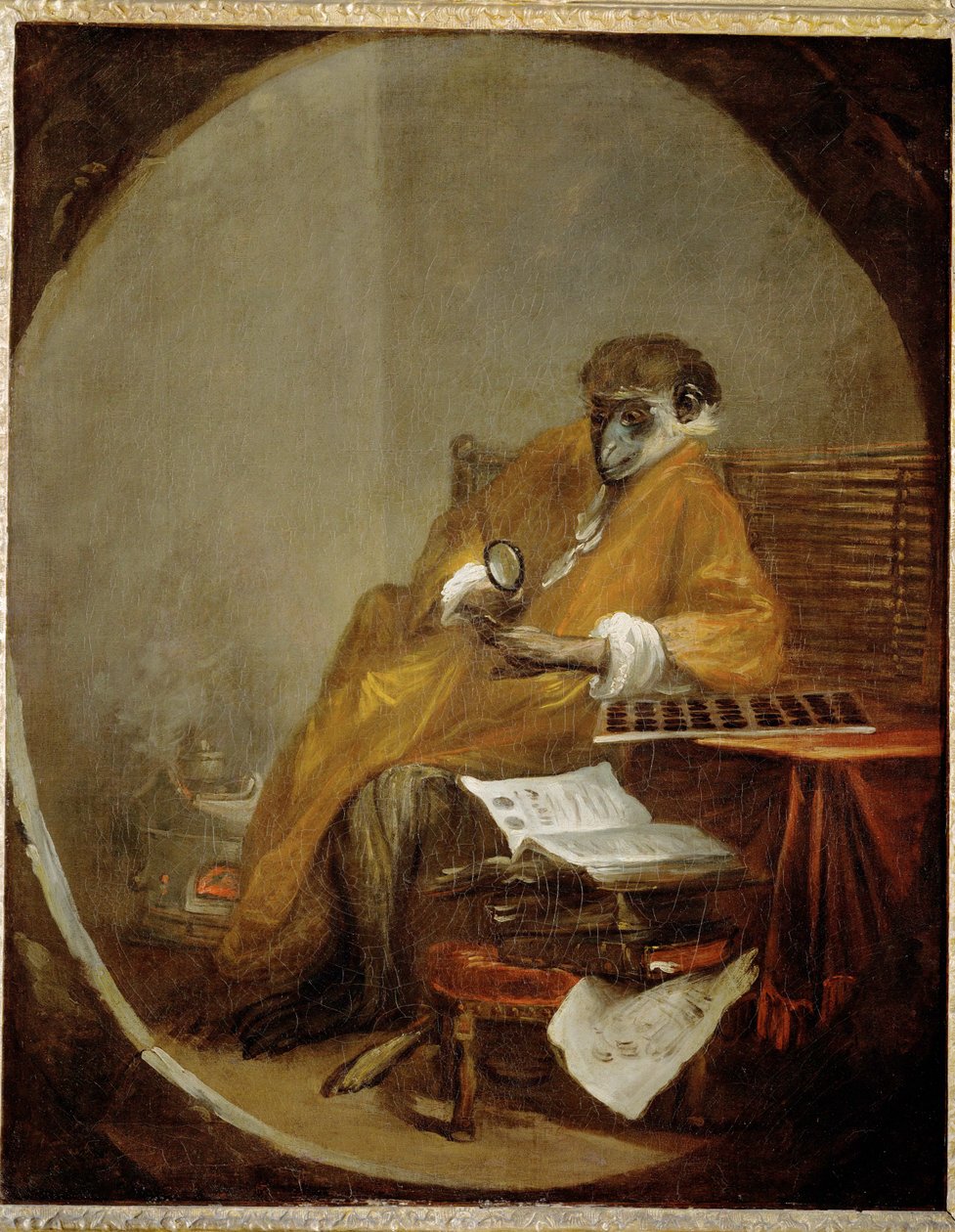 Le singe antiquaire - apan som antikvitetssamlare ... av Jean-Baptiste Simeon Chardin