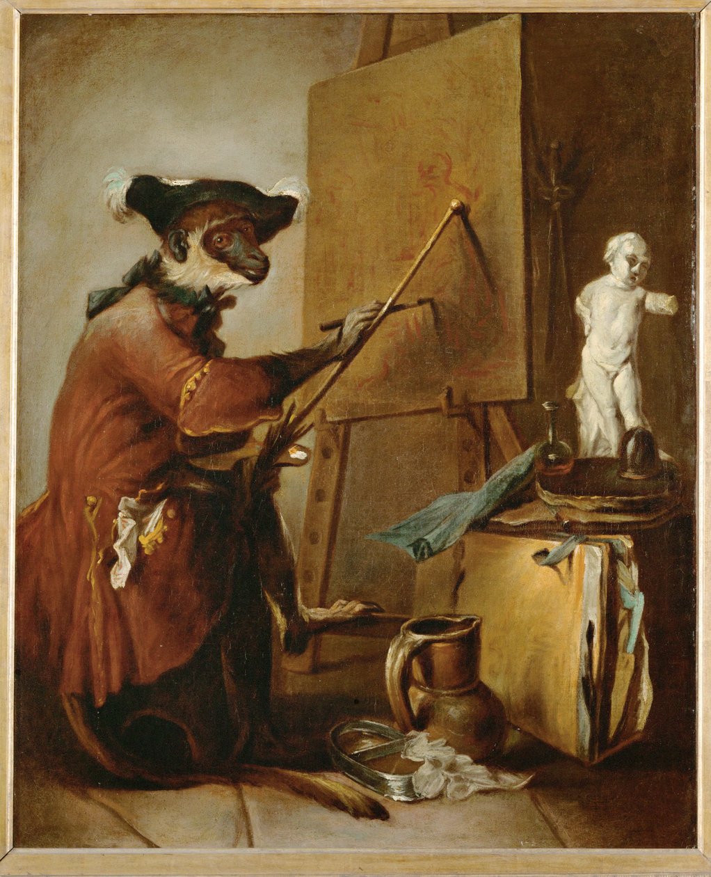 Le singe peintre - apan som målare ... av Jean-Baptiste Simeon Chardin