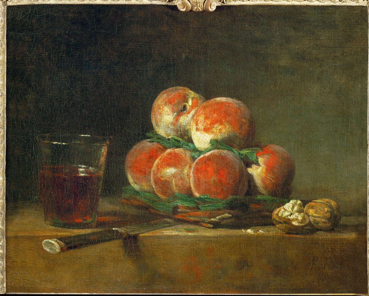 Panier de peches - en korg med persikor ... av Jean Baptiste Simeon Chardin
