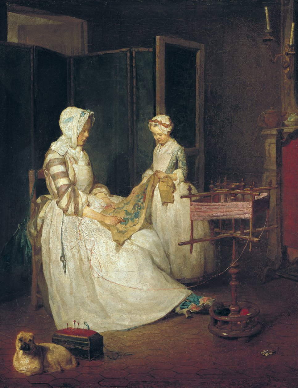The Diligent Mother, ca 1740 (olja på duk) av Jean Baptiste Simeon Chardin