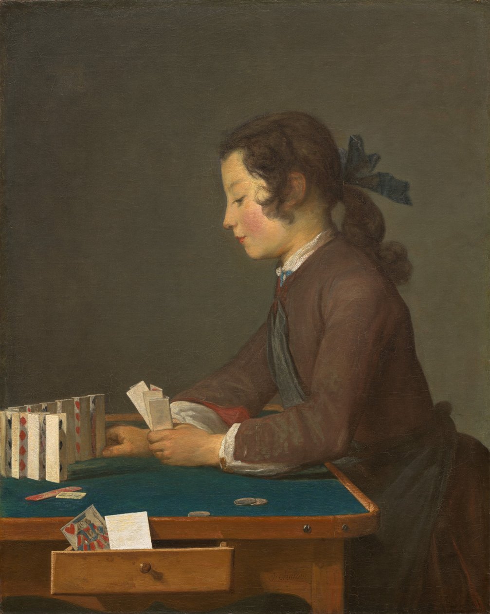 The House of Cards, ca 1737 (olja på duk) av Jean Baptiste Simeon Chardin