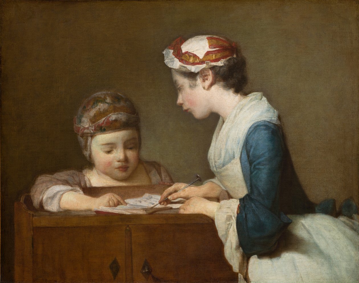 The Little Schoolmistress, efter 1740 (olja på duk) av Jean Baptiste Simeon Chardin