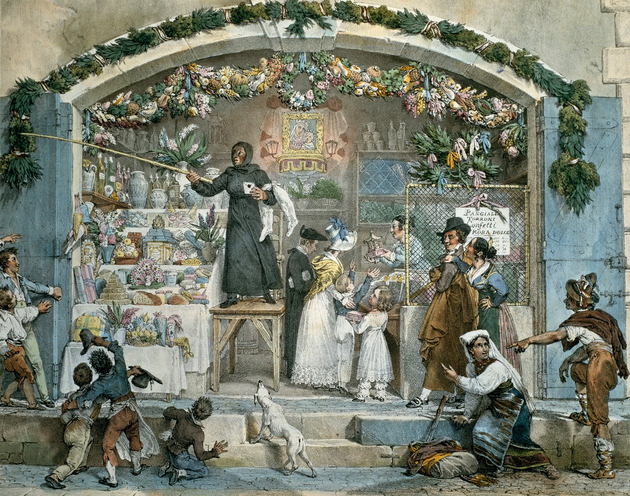Befana i Rom, tryck av Jean-Baptiste Thomas (1791-1834), av Jean Baptiste Thomas