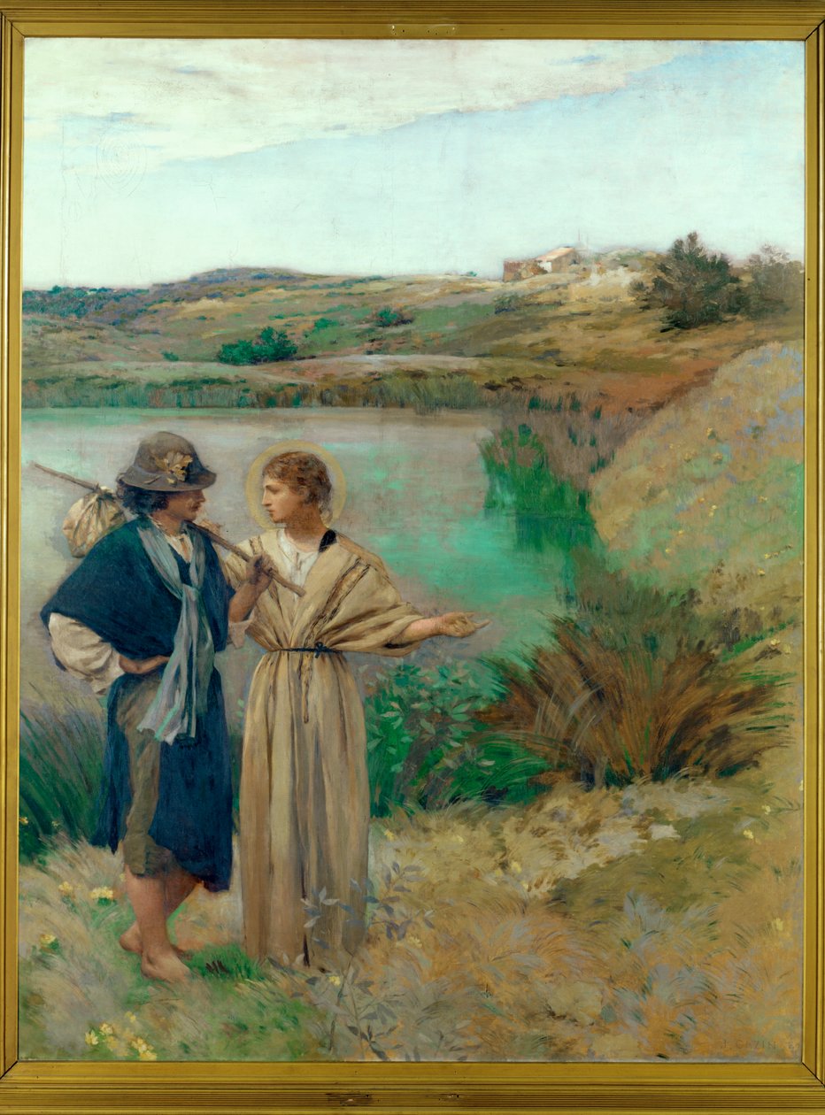 Tobias och ängeln (målning på duk) av Jean-Charles Cazin