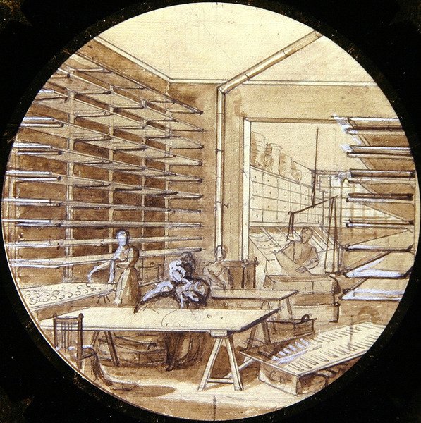 Design för en sevres tallrik, från Service des Arts Industriels (penna och bläck med förhöjning på papper) av Jean Charles Develly