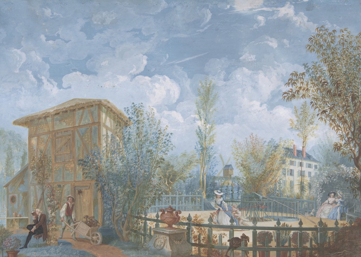 Figurer i en trädgård, 1784 (gouache) av Jean Démosthène Dugourc