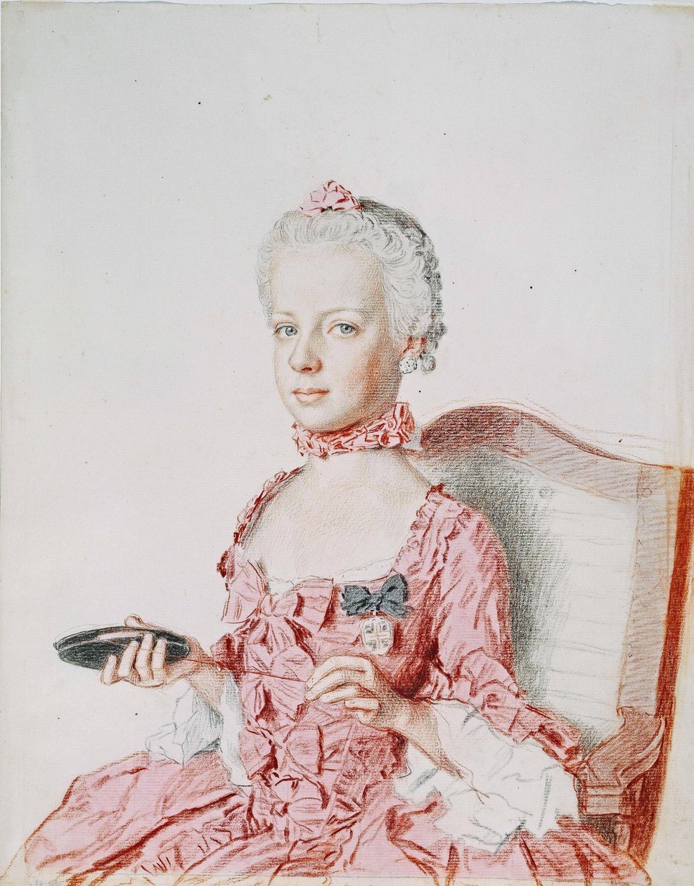 Marie Antoinette, ärkehertiginna av Österrike - Jean-Etienne Liotard (1702-1789). Penna, akvarell, pastell på papper av Jean Étienne Liotard