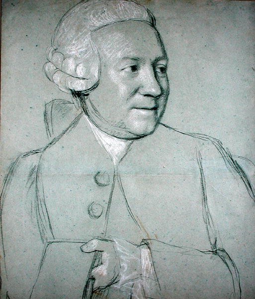 Porträtt av en man som håller en bok (svart, vit och röd krita på papper) av Jean Étienne Liotard