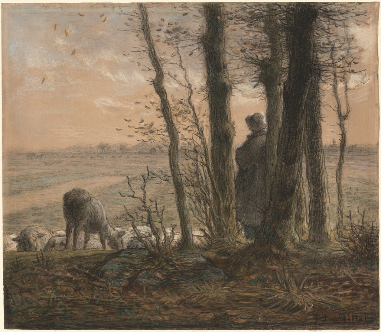Fallande löv av Jean-Francois Millet