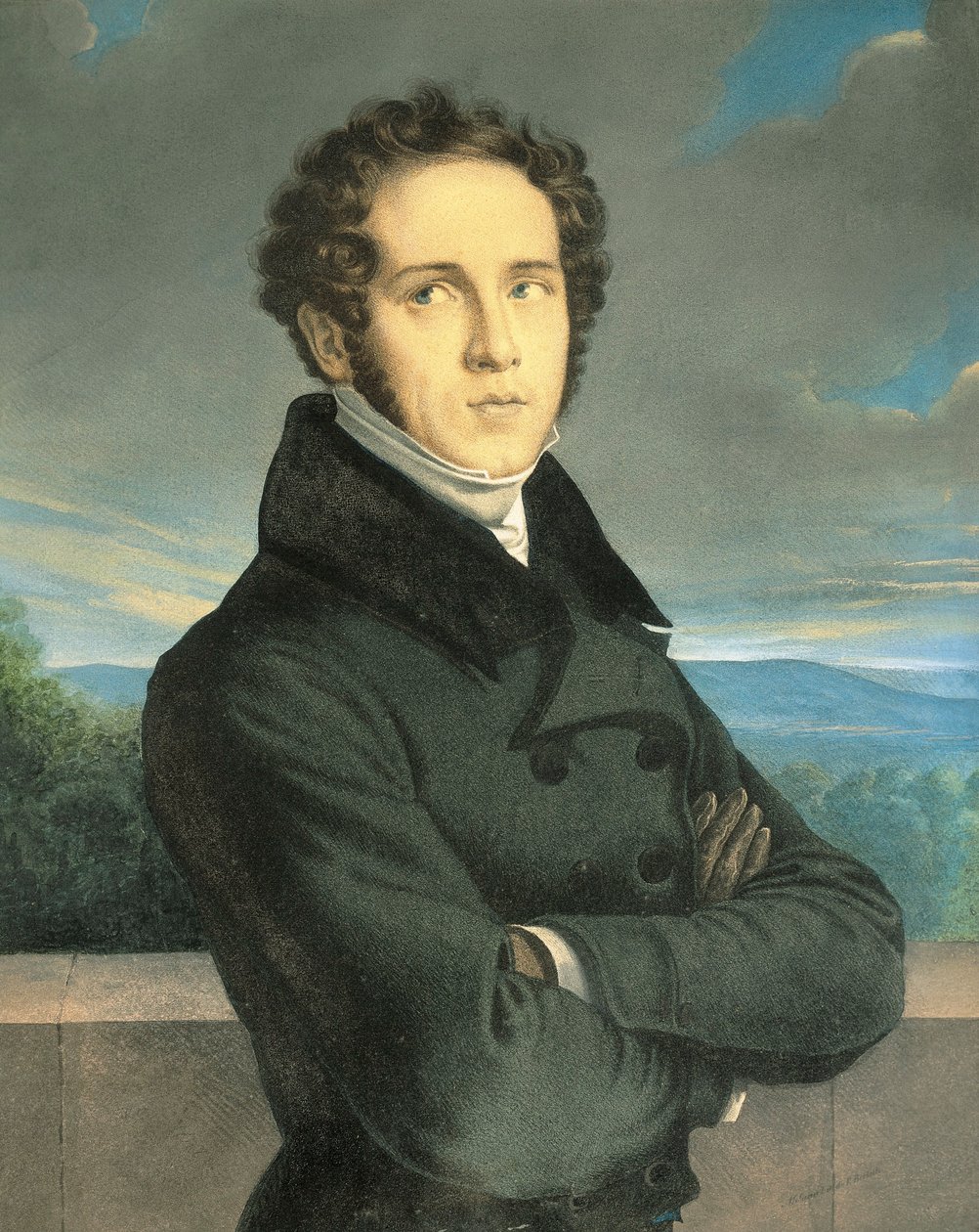Italien, Milano, Porträtt av den italienske operakompositören Vincenzo Bellini (1801 - 1835) av Jean Francois Millet