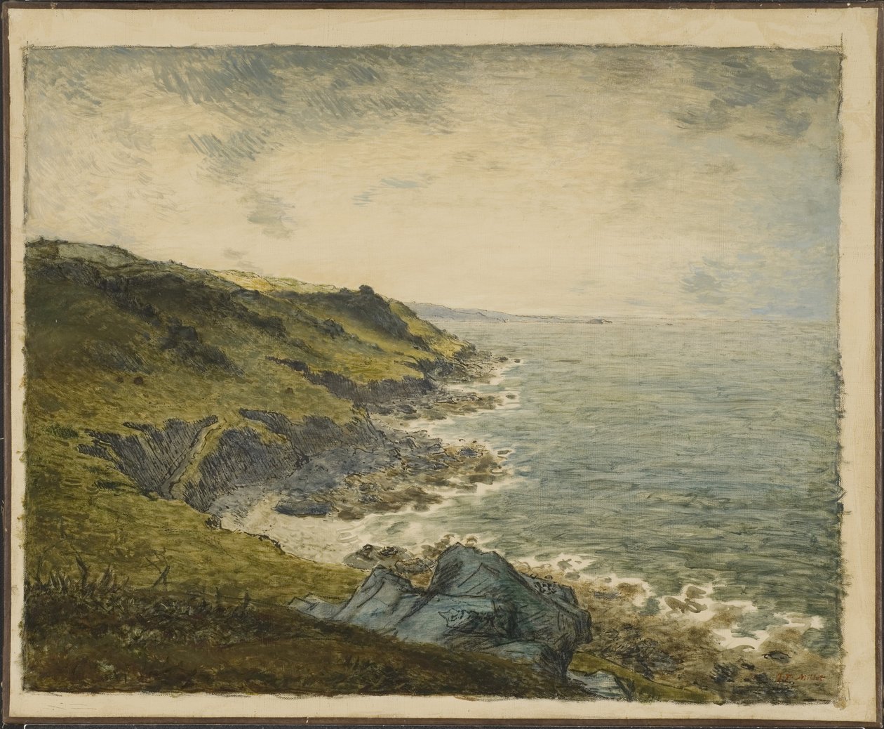 La cote a Greville (Greville Hague) - Kusten vid Greville, av Millet, Jean Francois (1814-1875). Olja på duk. Mått: 60x73 cm. Nationalmuseum Stockholm av Jean Francois Millet