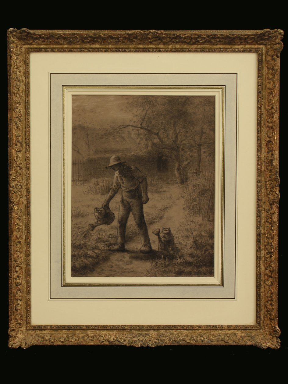 Bonde i sin trädgård, ca 1860 (krita på papper) av Jean Francois Millet