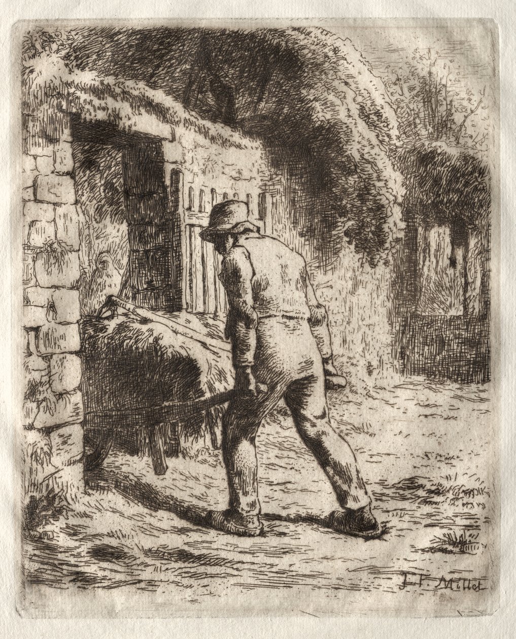 Bonde med en skottkärra av Jean-Francois Millet