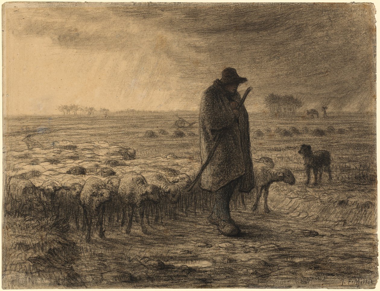 Herde som återvänder med sin flock av Jean-Francois Millet