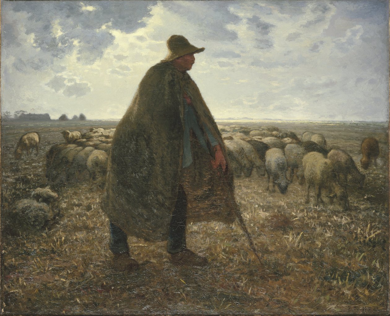 Shepherd Tending His Flock av Jean-Francois Millet