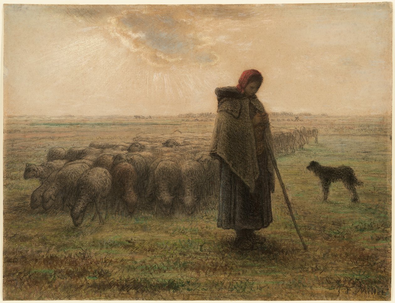 Herdinna och hennes hjord av Jean-Francois Millet