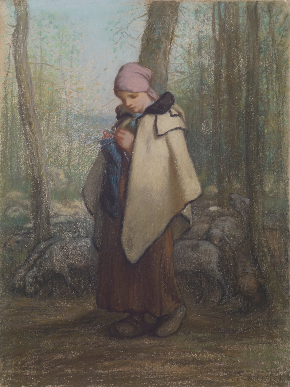 Den stickande herdinnan av Jean-Francois Millet