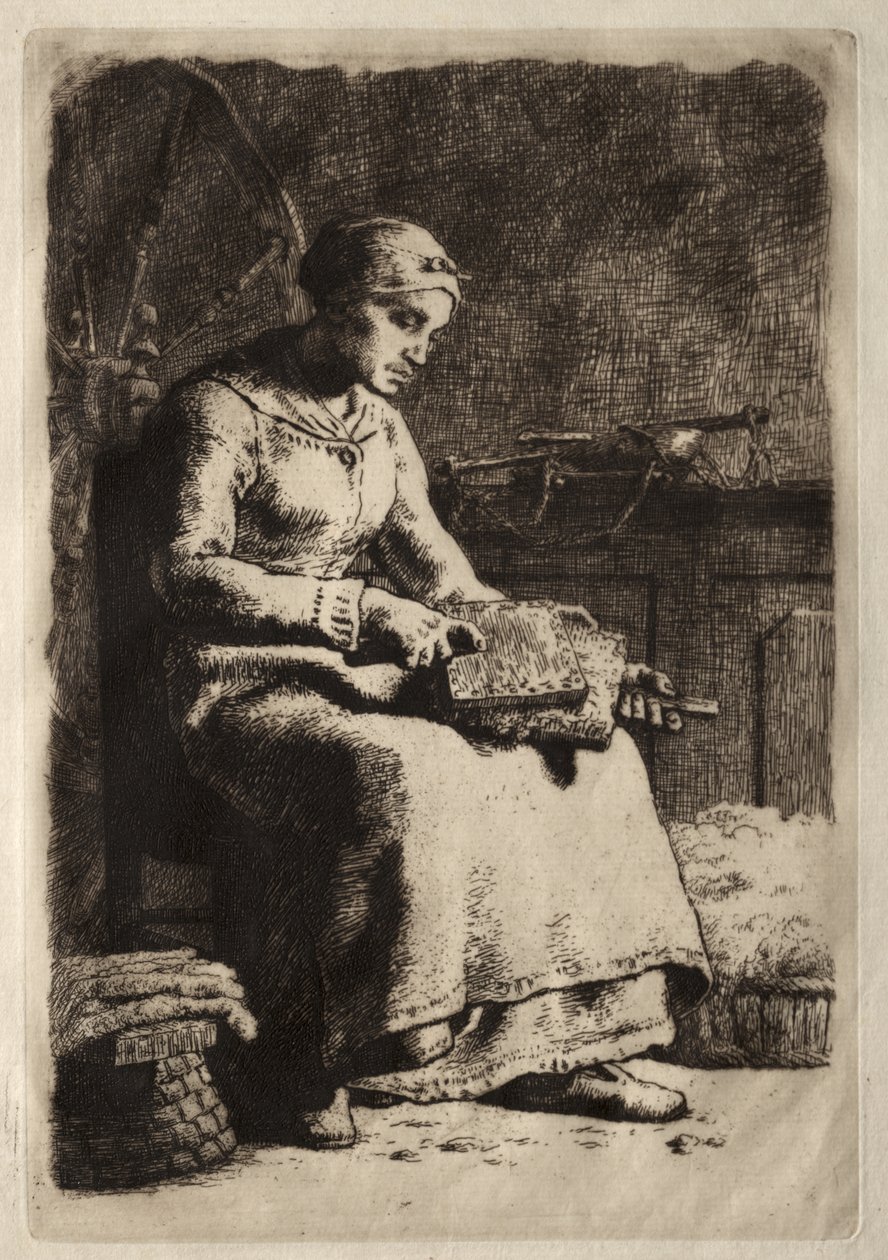 Kvinna som kardar ull av Jean-Francois Millet