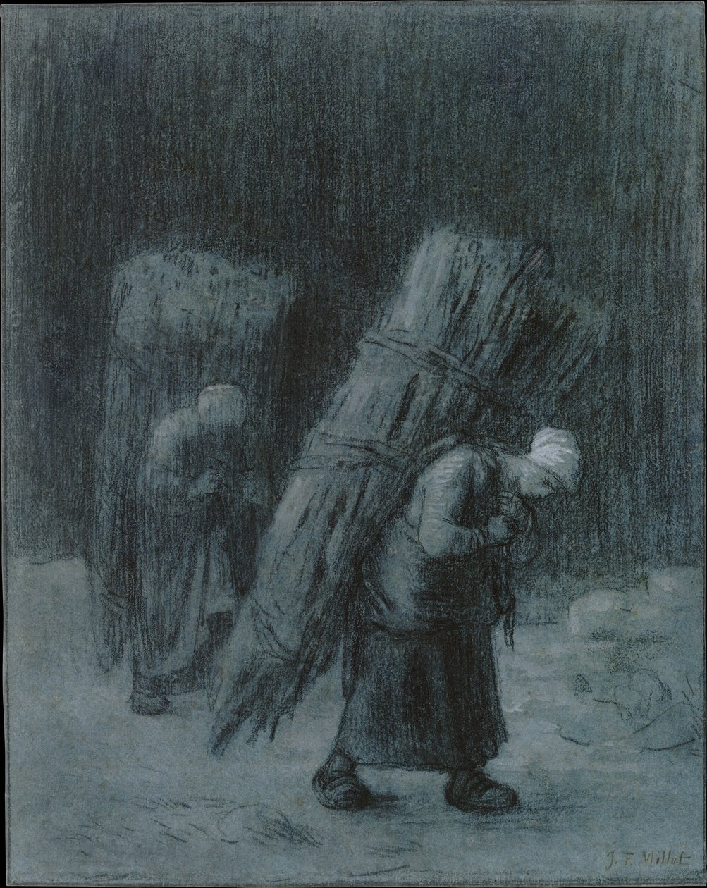Kvinnor som bär risknippen av Jean-Francois Millet