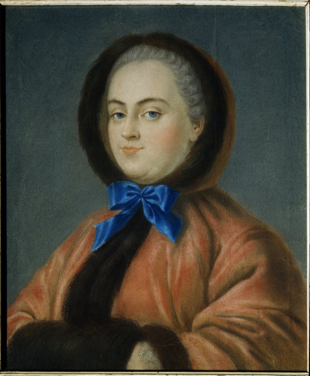 Vinter. Porträtt av prinsessan Daria Alexeyevna Golitsyna (1724-1798). (Vinterporträtt av prinsessan Daria Alexeyevna Golitsyna). Verk av Jean Francois Samsois (aktivt i mitten av 1700-talet), pastell på kartong av Jean Francois Samsois