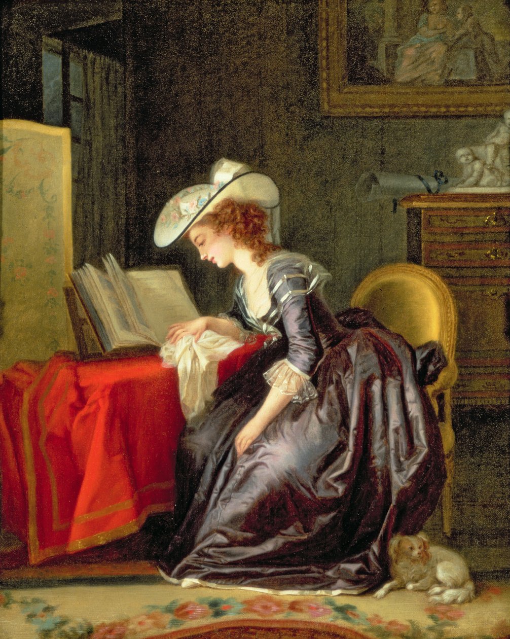 Kvinna som läser en bok av Jean Frederic Schall