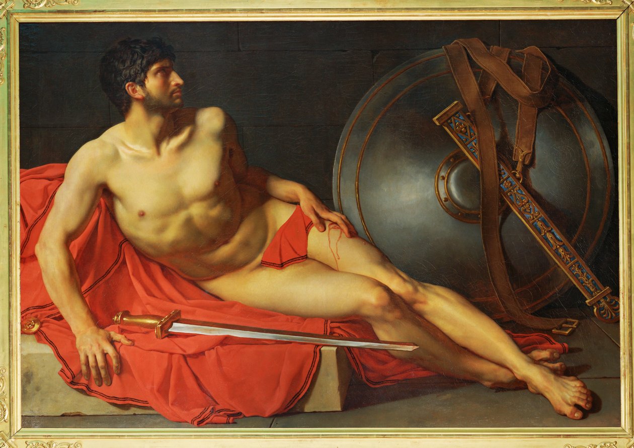 Sårad romersk soldat (målning på duk) av Jean Germain Drouais