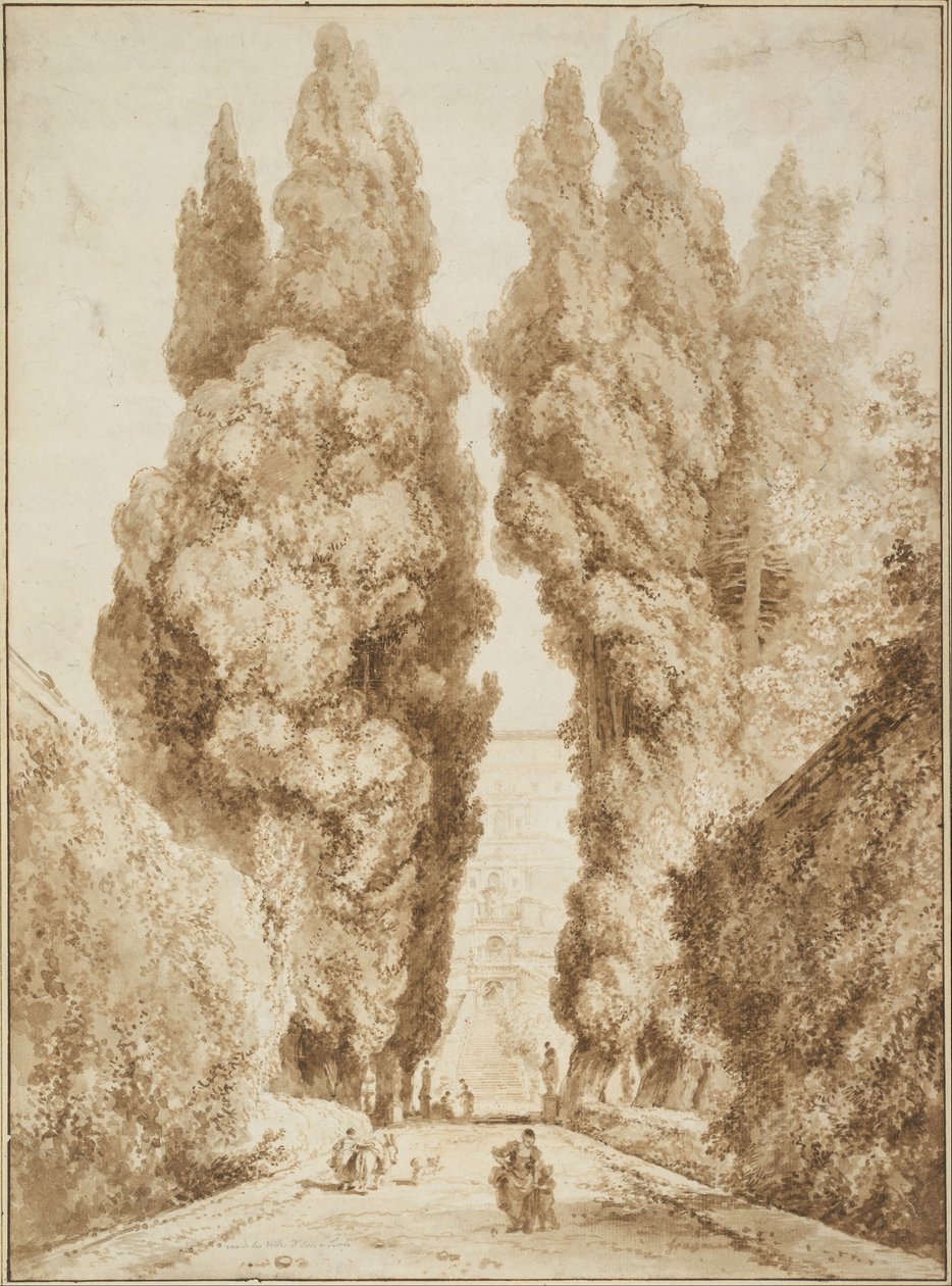Cypress Avenue vid Villa d`Este i Tivoli av Jean Honore Fragonard