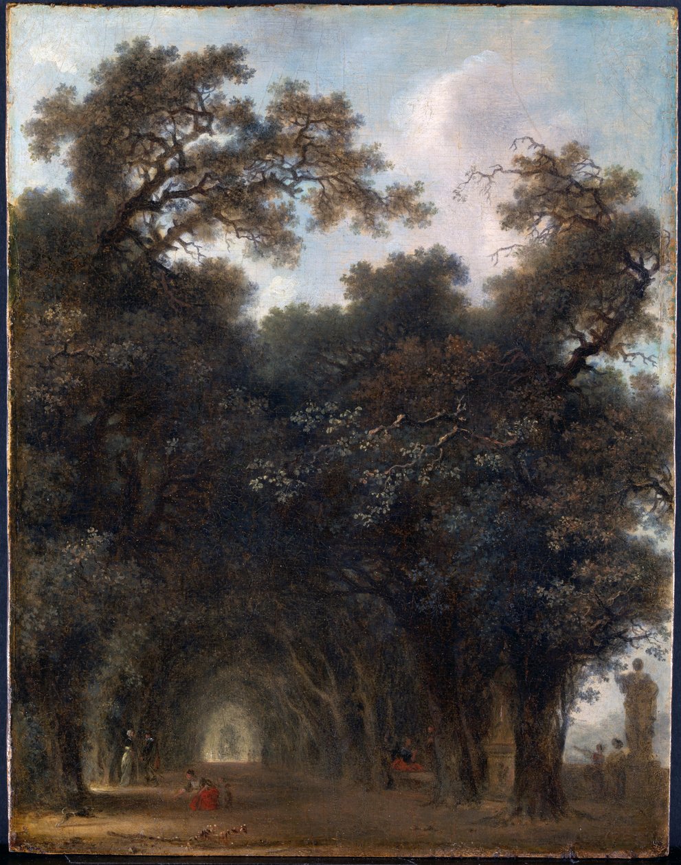 A Shaded Avenue, ca. 1775, olja på trä av Jean Honore Fragonard