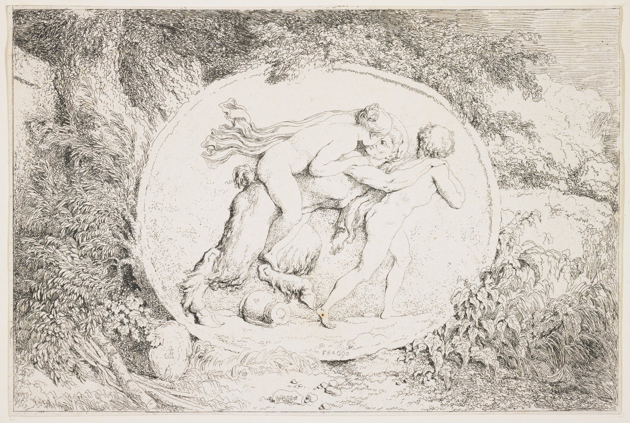 Nymf Astride a Satyr, 1763 av Jean Honore Fragonard
