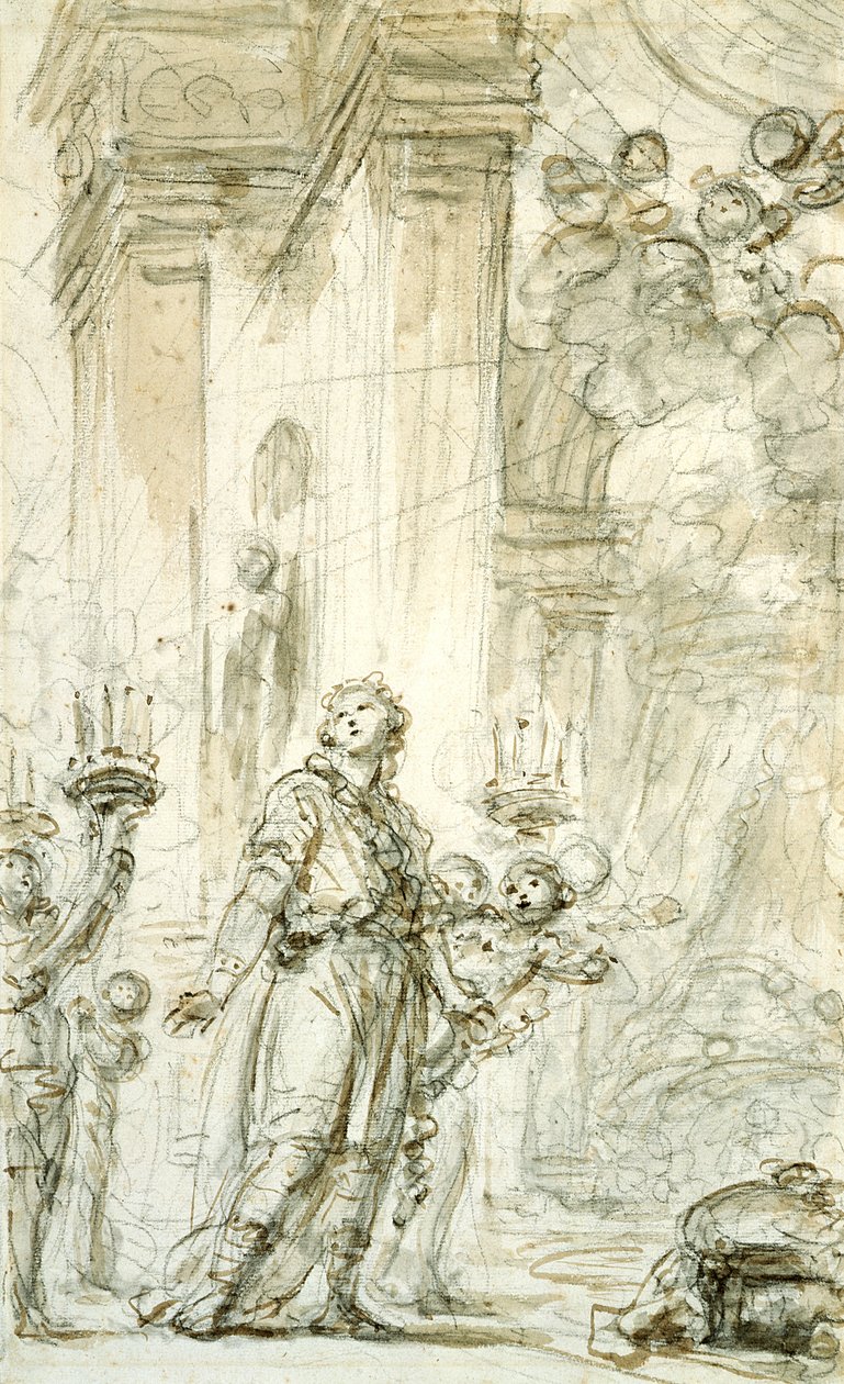 Ruggiero leds till sin sängkammare (penna och bläck, krita och tvätt på papper) av Jean Honore Fragonard