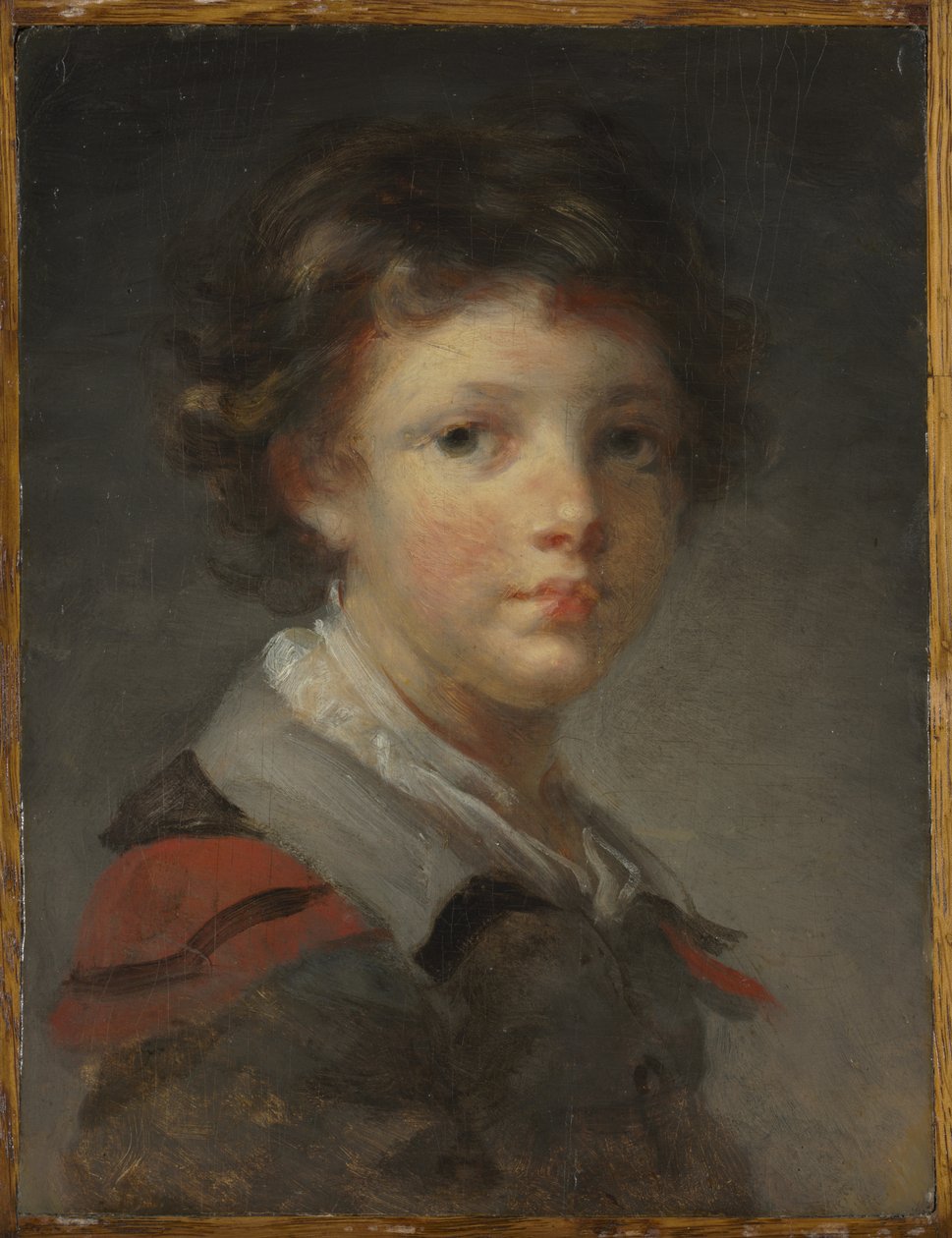 En pojke i en rödfodrad mantel av Jean-Honore Fragonard