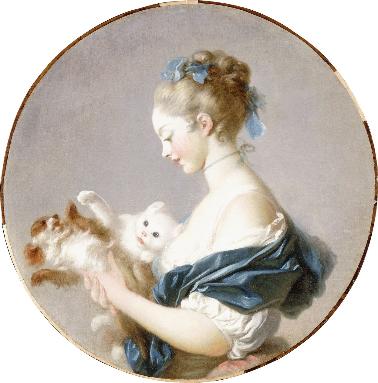 Flicka som leker med en hund och en katt av Jean Honore Fragonard
