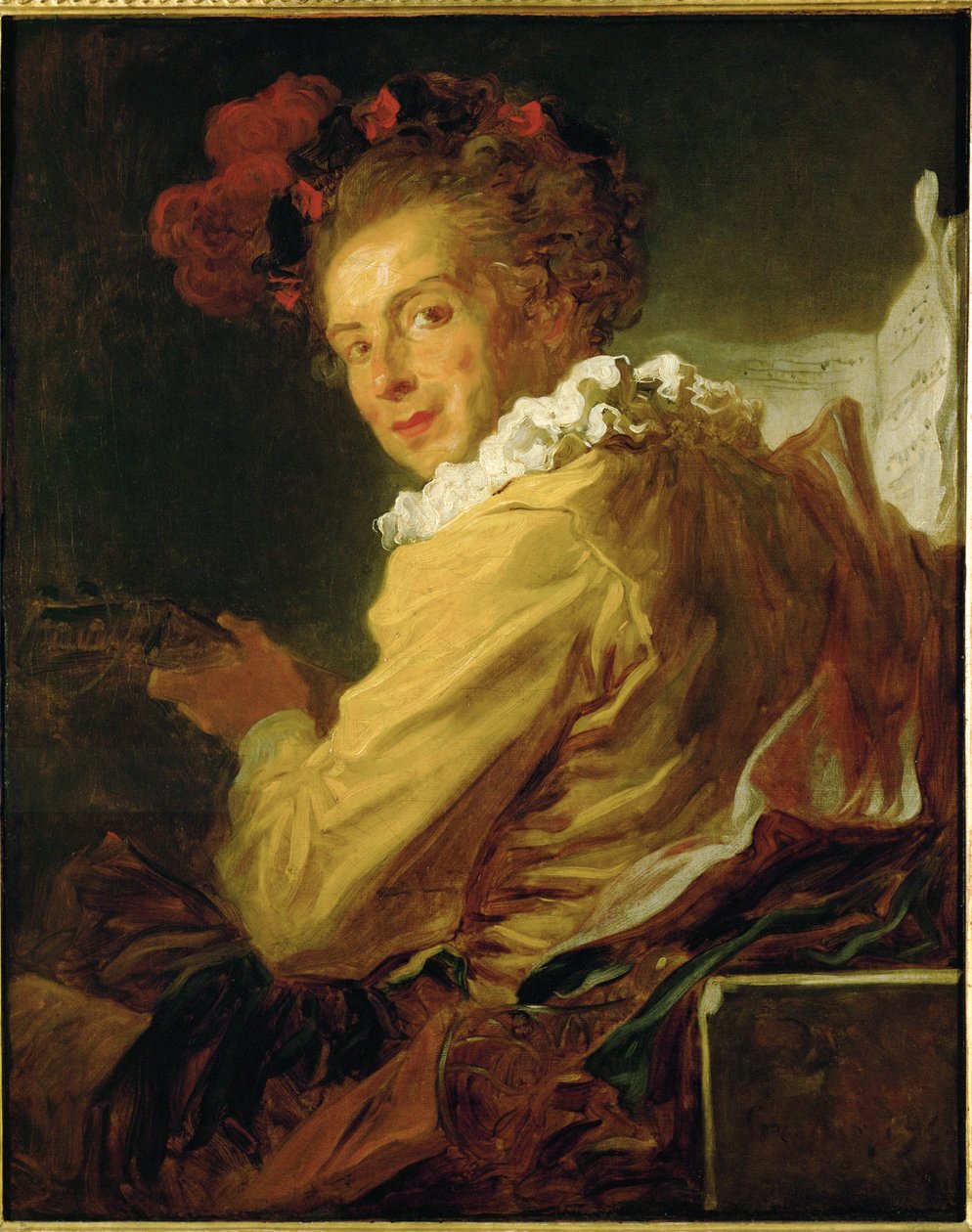 Musik - Porträtt av Monsieur de la Breteche ... av Jean-Honore Fragonard