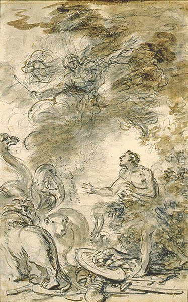 Melissa återställer Astolfo till sin naturliga form (penna & bläck, krita och tvätt på papper) av Jean Honore Fragonard