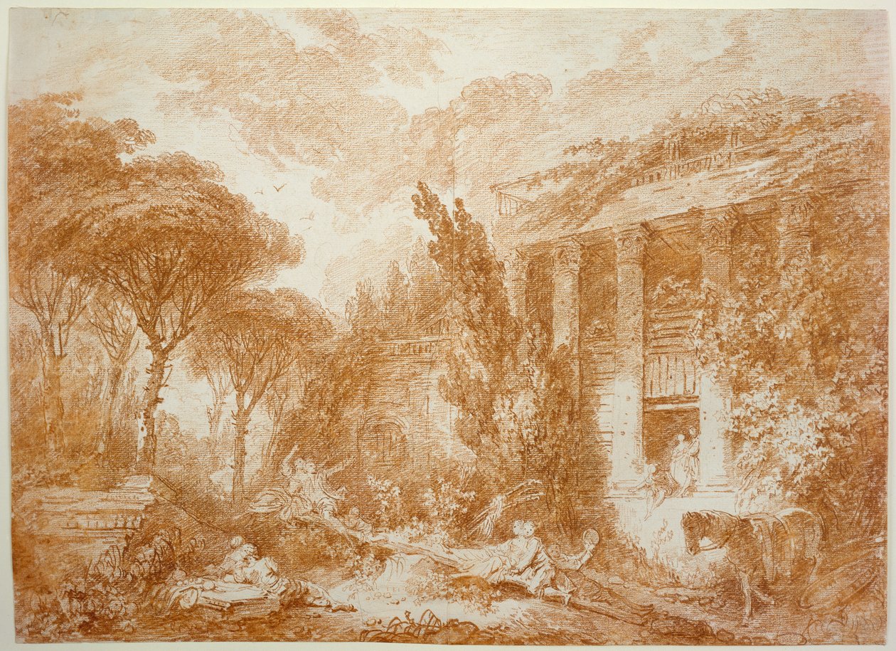 Parklandschaft des Schlosses Marburg av Jean-Honore Fragonard