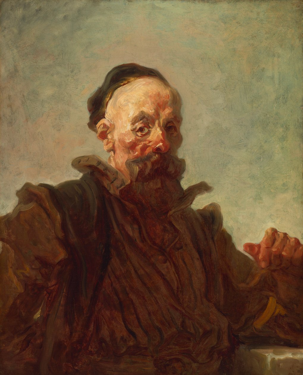 Porträtt av en kostymklädd man av Jean-Honore Fragonard