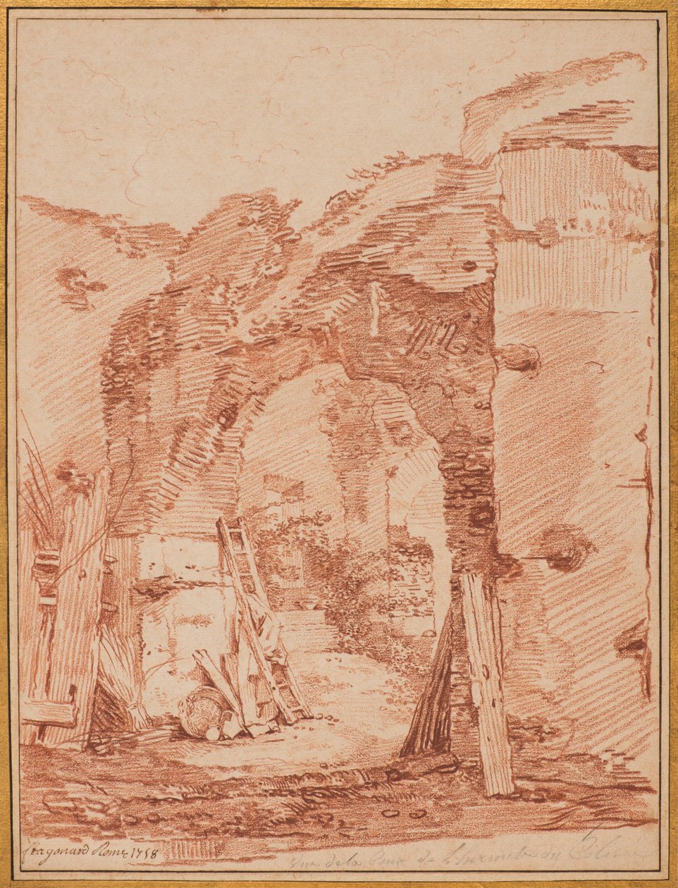 Der Hof des Einsiedlers im Kolosseum av Jean-Honore Fragonard