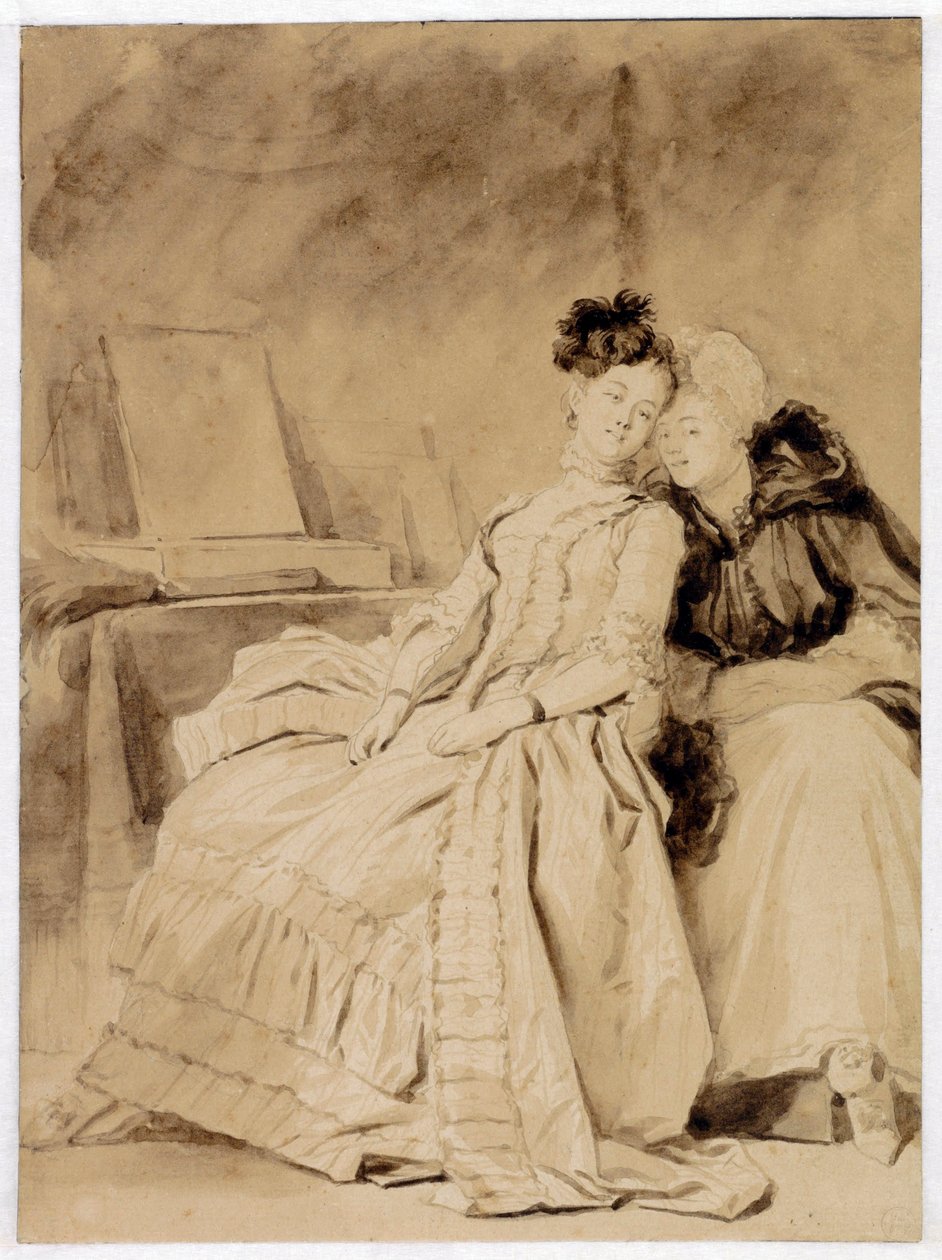 Det intima samtalet, ca 1778 (bläck på papper) av Jean-Honore Fragonard