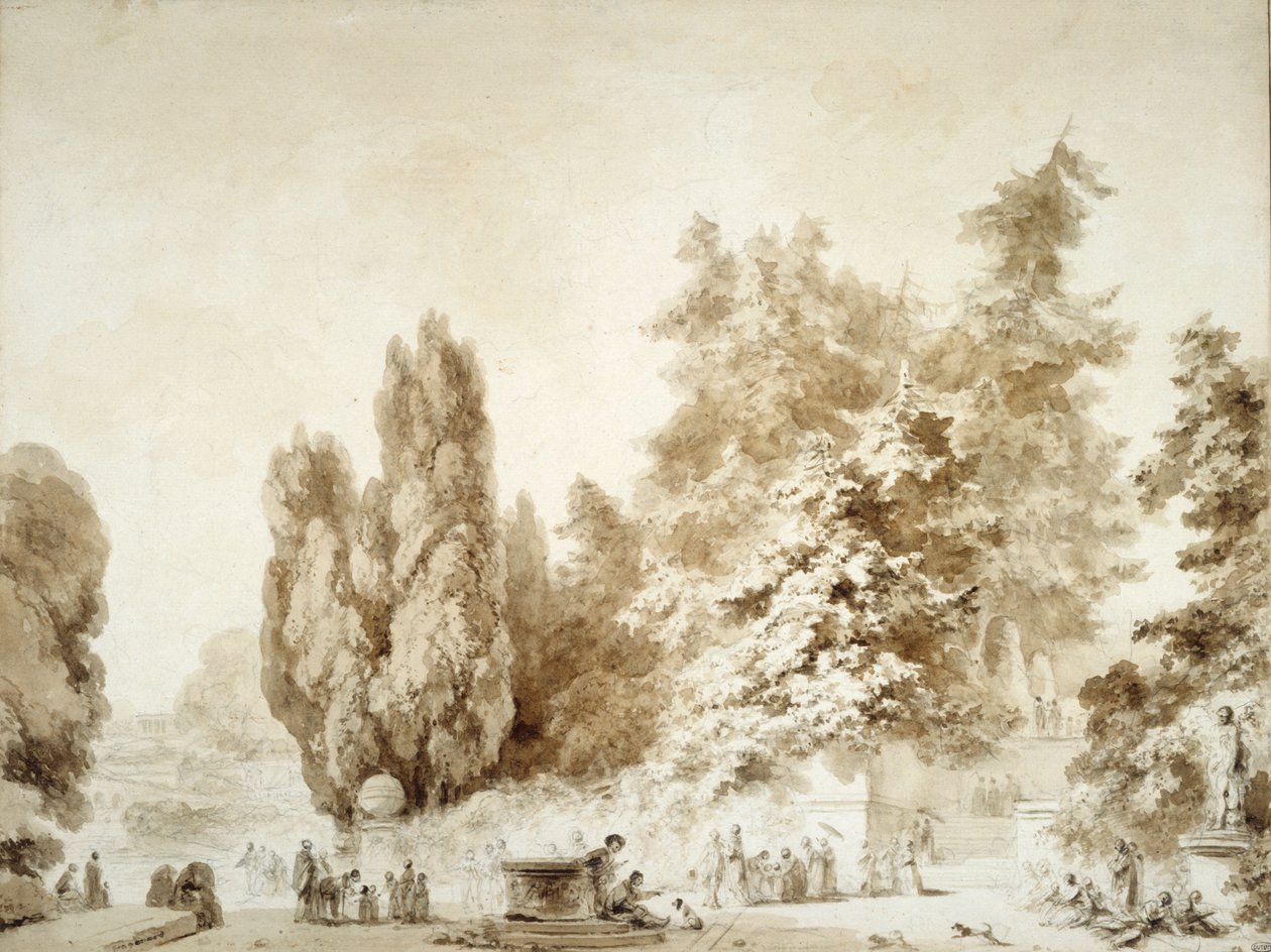 Ein italienischer Park av Jean-Honore Fragonard