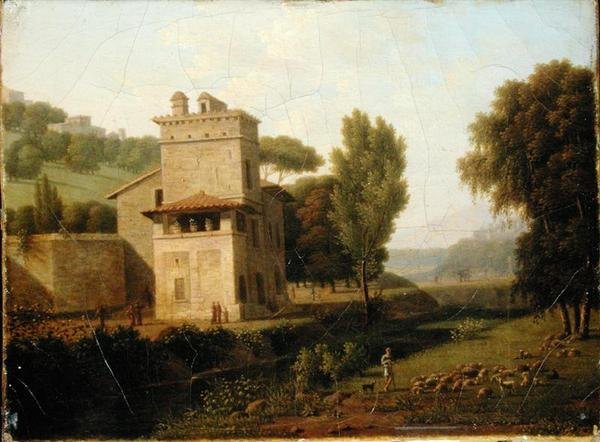 Casa Cenci i Borghese-trädgården, Rom av Jean Honore Marmont de Barmont
