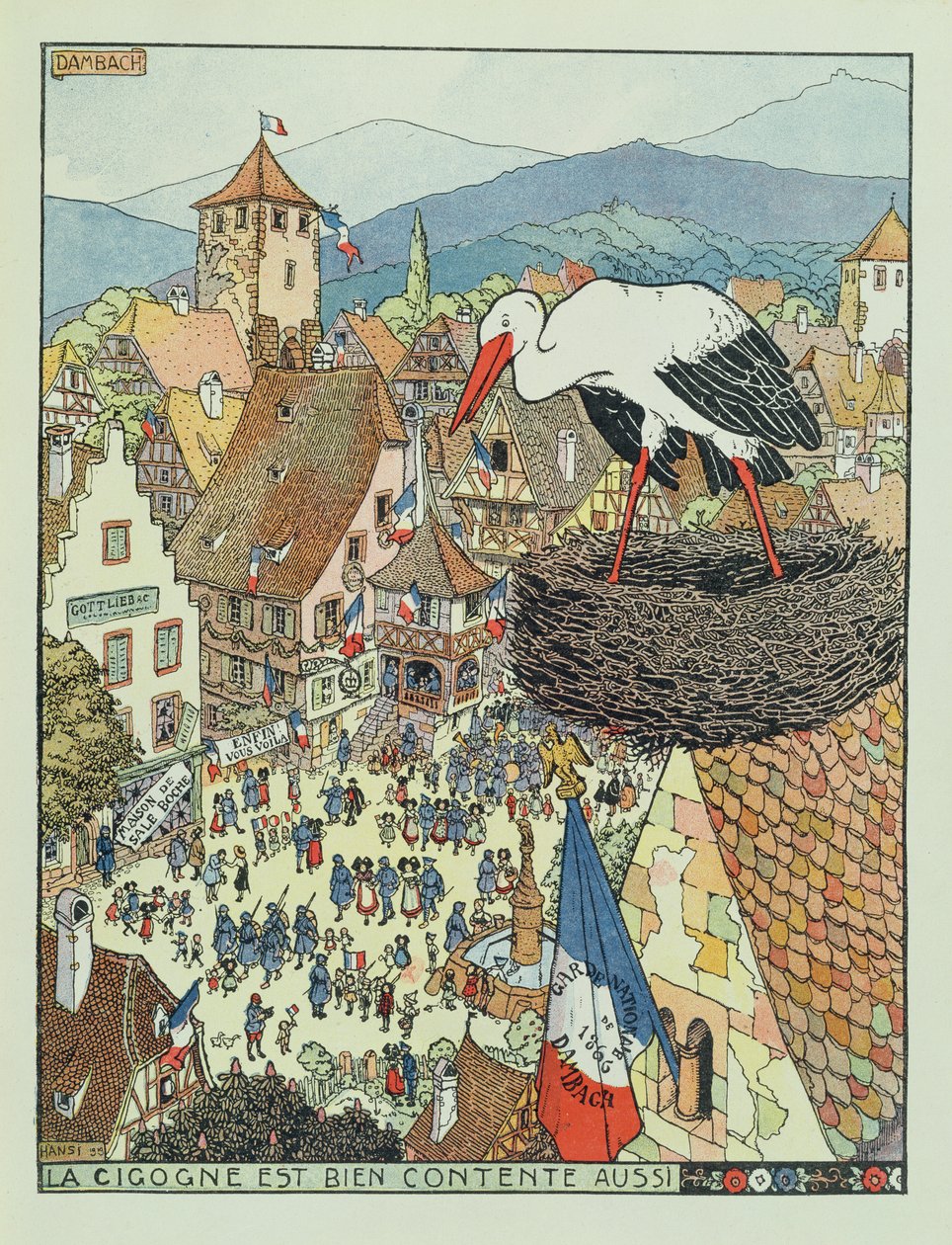 Franska truppers intåg i Dambach, Alsace av Jean Jacques Waltz